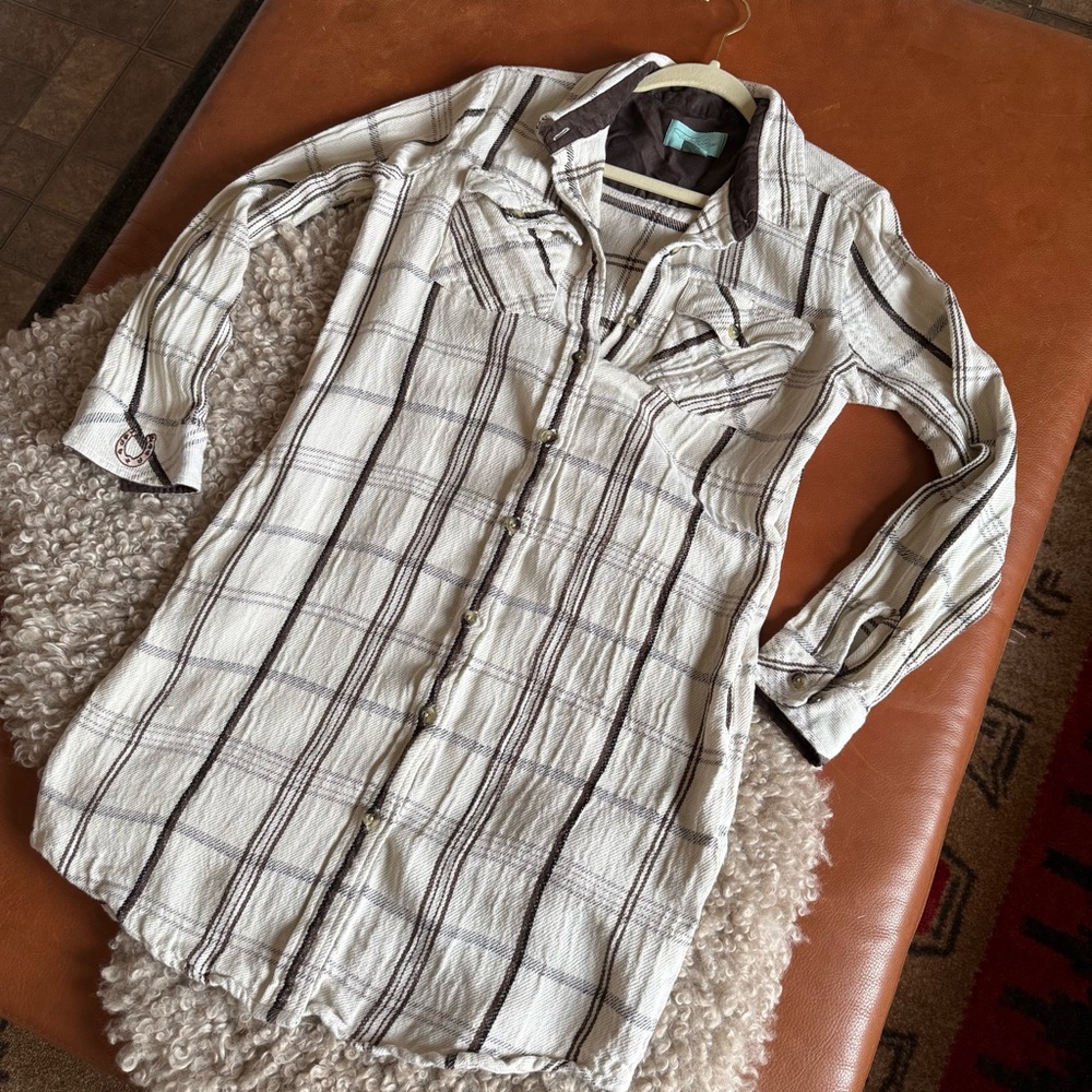 Plaid Button-Up tunic